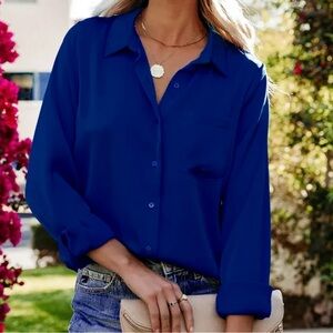 💜💎💎ExpressWomen's Blue Button-Up Blouse